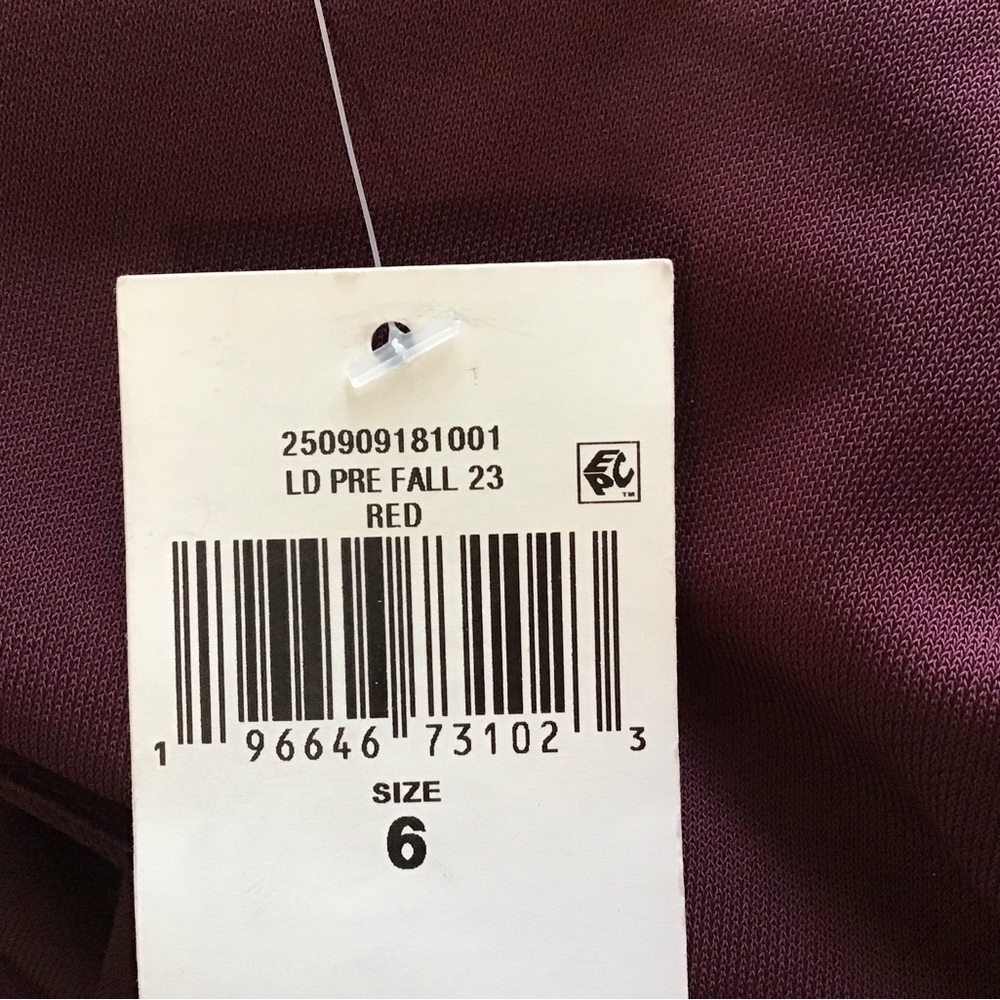Lauren Ralph Lauren Tie Front Midi Dress Red Stretch Jersey Size 6 - Picture 7 of 9